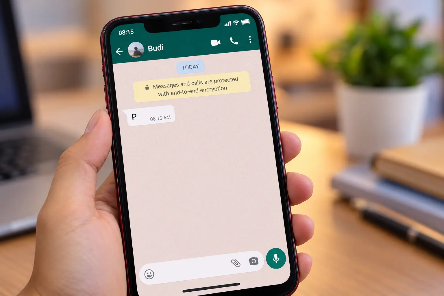 Siswa menyiapkan pesan WhatsApp yang sopan untuk menanyakan PKL ke perusahaan