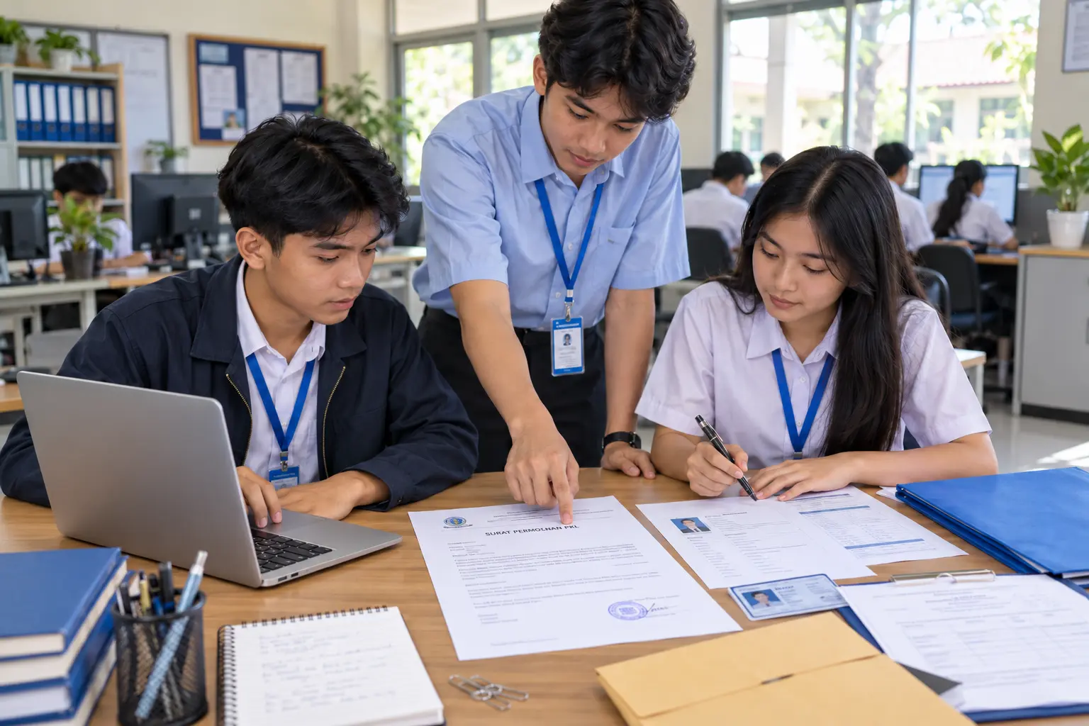 Siswa SMK menyiapkan surat pengajuan PKL ke perusahaan