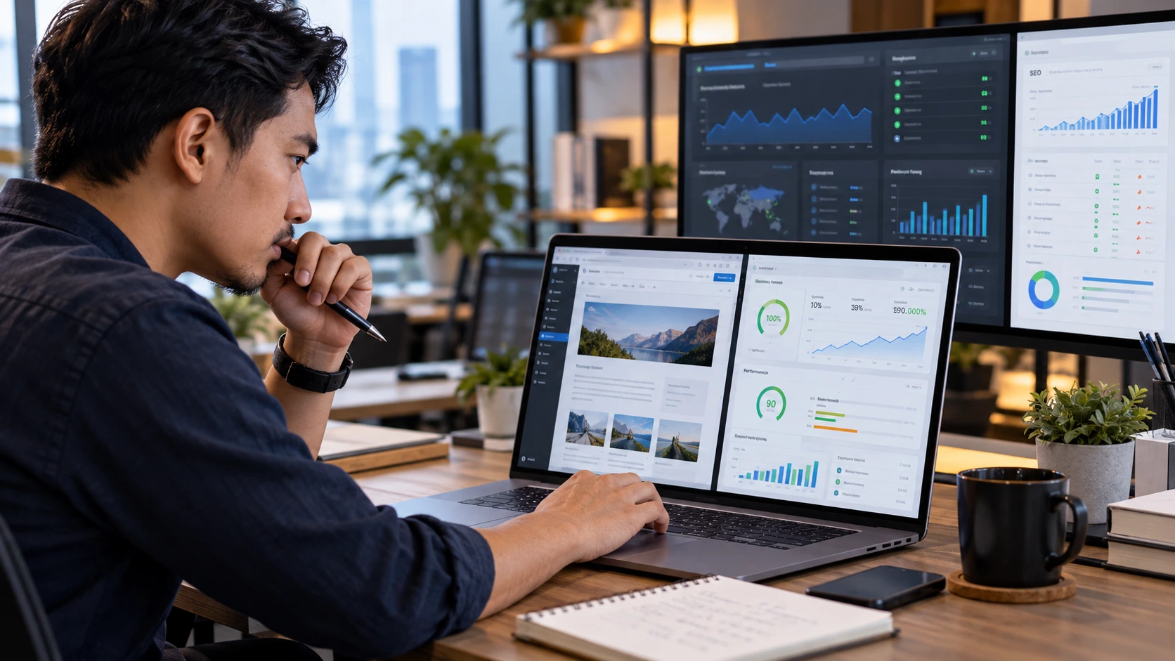 Tim perusahaan mengelola website bisnis menggunakan cloud hosting